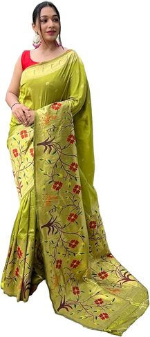 Paithani Big Border Woven Saree with unstitched blouse in Saudi Arabia
