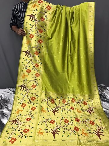 Paithani Big Border Woven Saree with unstitched blouse in Saudi Arabia