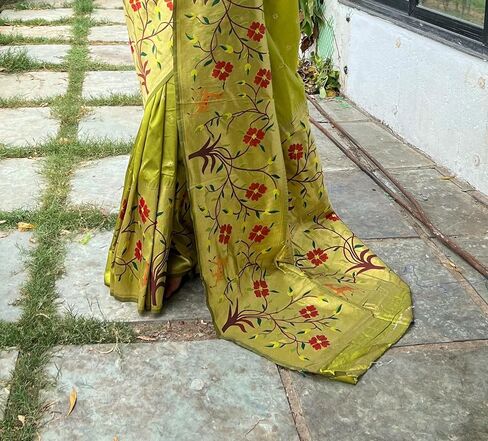 Paithani Big Border Woven Saree with unstitched blouse in Saudi Arabia