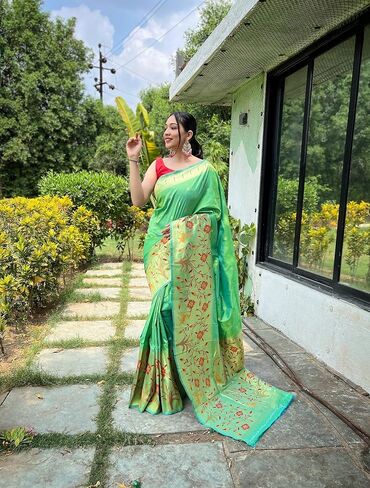 Paithani Big Border Woven Saree with unstitched blouse in Saudi Arabia