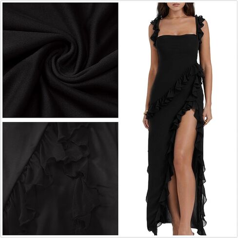 Womens High Slit Bodycon Maxi Dress Ruffle Flowy Sleeve Square Neck Midi Dress Party Dress in Saudi Arabia