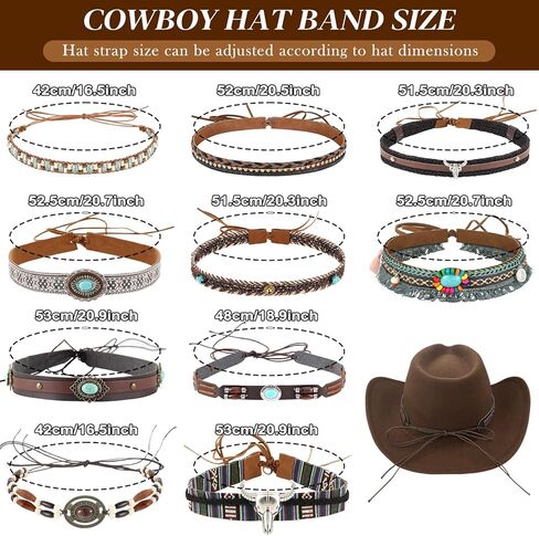 10 قطع من حزام القبعة للسيدات، قبعة رعاة البقر النسائية، قبعة بديلة مصنوعة يدويًا للرجال، حزام فيدورا بنما in Kuwait