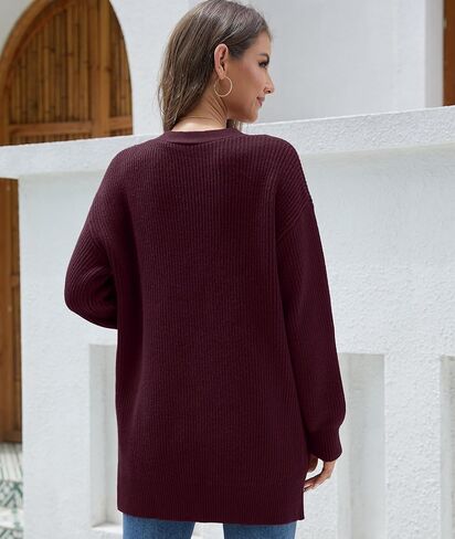 سترة LILBETTER النسائية فضفاضة ومفتوحة من الأمام وأكمام طويلة كاجوال وخفيفة الوزن ومتماسكة وناعمة مع جيوب in Kuwait