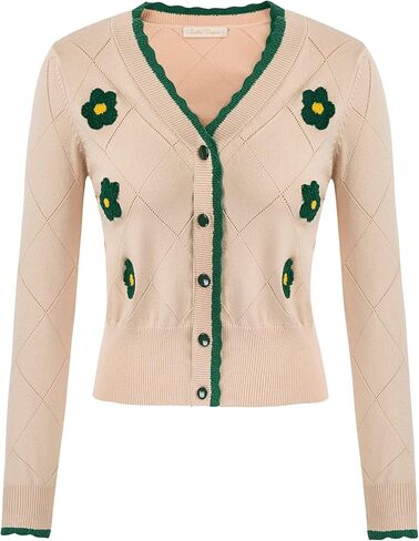 Belle Poque Long Sleeve Cardigan Sweater for Women Cropped Cardigan Shrugs in Kuwait
