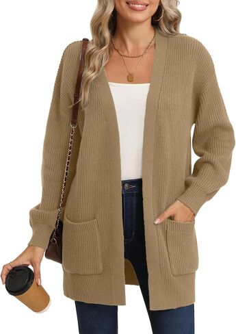 LILBETTER Women's Loose Open Front Cardigan Long Sleeve Casual Lightweight Soft Knit Sweaters Coat with Pockets in Saudi Arabia