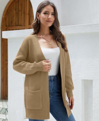 LILBETTER Women's Loose Open Front Cardigan Long Sleeve Casual Lightweight Soft Knit Sweaters Coat with Pockets in Saudi Arabia