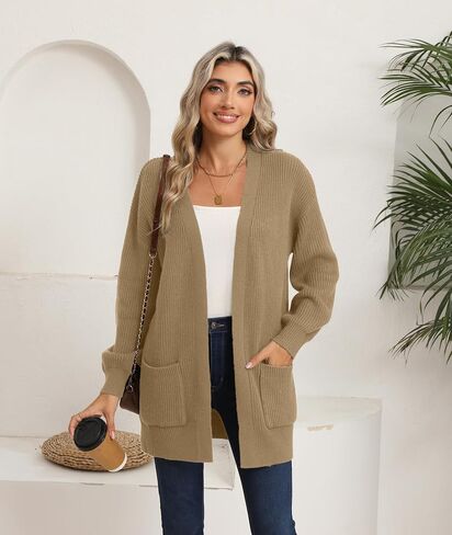 LILBETTER Women's Loose Open Front Cardigan Long Sleeve Casual Lightweight Soft Knit Sweaters Coat with Pockets in Saudi Arabia