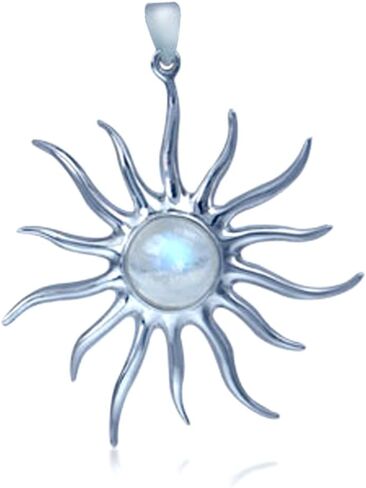 Silvershake Natural Cabochon Stone White Gold Plated 925 Sterling Silver Sun Ray Inspired Earrings or Pendant Jewelry for Women in Saudi Arabia