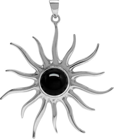 Silvershake Natural Cabochon Stone White Gold Plated 925 Sterling Silver Sun Ray Inspired Earrings or Pendant Jewelry for Women in Saudi Arabia