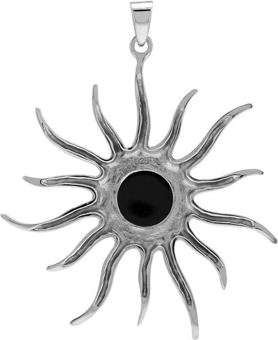 Silvershake Natural Cabochon Stone White Gold Plated 925 Sterling Silver Sun Ray Inspired Earrings or Pendant Jewelry for Women in Saudi Arabia