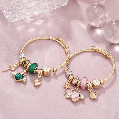 Tiana-Charlotte Friendship GOLD SILVER Chunky Bangle Bracelets Cosplay Costume Accessories BFF Relationship Distance Bracelet Anime Charm Pinky Promise Pink Best Friends Distance Matching Bracelet for Gifts for BFF Women Men in Saudi Arabia
