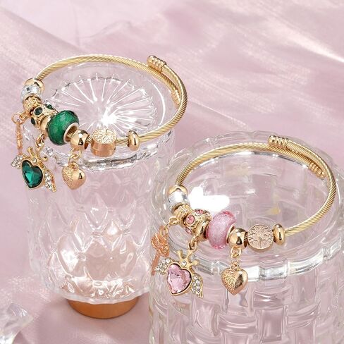 Tiana-Charlotte Friendship GOLD SILVER Chunky Bangle Bracelets Cosplay Costume Accessories BFF Relationship Distance Bracelet Anime Charm Pinky Promise Pink Best Friends Distance Matching Bracelet for Gifts for BFF Women Men in Saudi Arabia