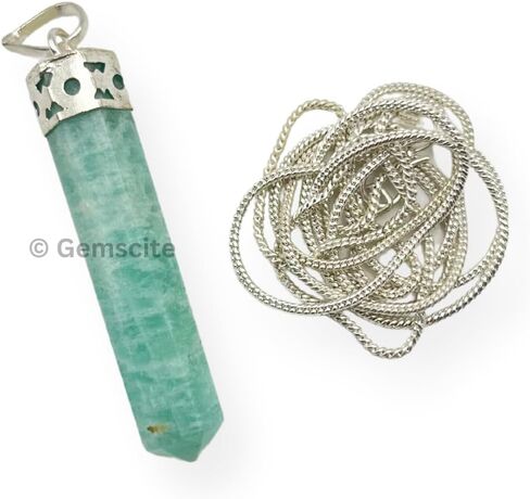 Wholesalegemshop GEMSCITE كريستال شفاء قلادة قلادة - حماية منظف الطاقة السلبية الإجهاد الطبيعي - حجر أصيل على الفضة مطلي 18 "سلسلة شقرا شفاء سحر in Kuwait
