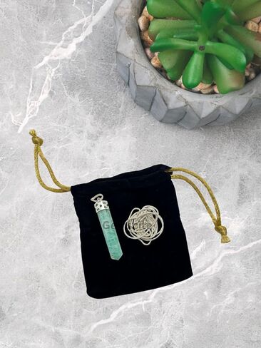 Wholesalegemshop GEMSCITE كريستال شفاء قلادة قلادة - حماية منظف الطاقة السلبية الإجهاد الطبيعي - حجر أصيل على الفضة مطلي 18 "سلسلة شقرا شفاء سحر in Kuwait