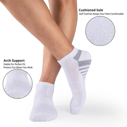 COOVAN 12 Pack Mens Ankle Low Cut Socks Athletic Running Cushion Casual Socks 12 Pairs in Saudi Arabia