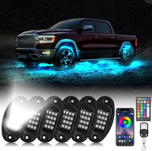 ENOCHT 6Pods LED Rock Lights for ATV RGB Rock Lights with APP/RF Remote Control Multicolor Underglow Light 12v Waterproof Automotive Exterior for Trucks Jeep UTV RZR Golf Cart in Saudi Arabia