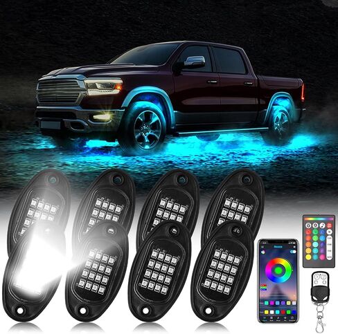 ENOCHT 6Pods LED Rock Lights for ATV RGB Rock Lights with APP/RF Remote Control Multicolor Underglow Light 12v Waterproof Automotive Exterior for Trucks Jeep UTV RZR Golf Cart in Saudi Arabia