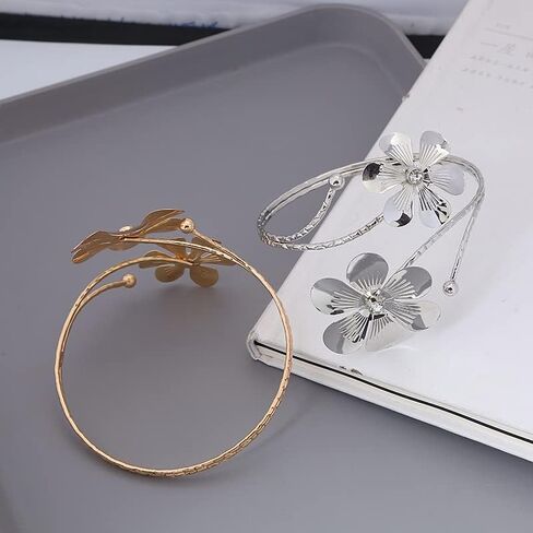 Arm Cuff Upper Arm Band Cuff Bracelet Bangle for Women Silver Gold Boho Adjustable Flower Butterfly Sun Moon Armband Set Birthday Friendship Gift Holiday Beach Jewelry in Saudi Arabia