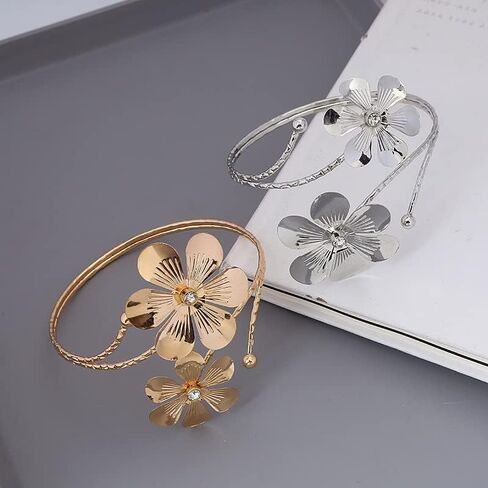 Arm Cuff Upper Arm Band Cuff Bracelet Bangle for Women Silver Gold Boho Adjustable Flower Butterfly Sun Moon Armband Set Birthday Friendship Gift Holiday Beach Jewelry in Saudi Arabia