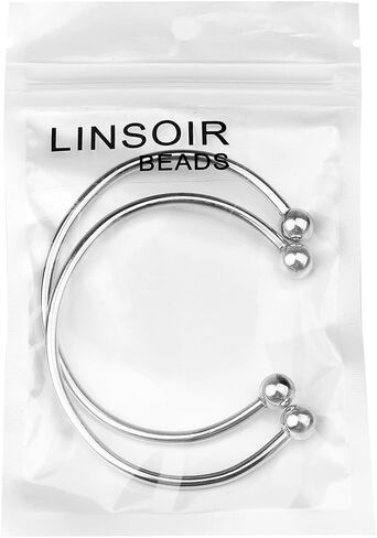Linsoir الخرز 316 الفولاذ المقاوم للصدأ الحد الأدنى للجنسين عزم الدوران الإسورة سوار مع الخرز نهاية قابلة للإزالة حجم الحرة الكرة الكفة سوار 2 قطعة/الوحدة in Kuwait