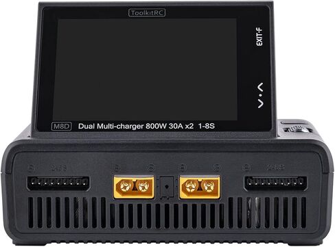 SoloGood ToolkitRC M8D شاشة تعمل باللمس شاحن مزدوج القنوات بحد أقصى 1600 وات 50 أمبير 3.5 بوصة شاشة قلابة 65 وات شاحن سريع لبطارية حياة 1-8S RC Lipo LiHV in Kuwait