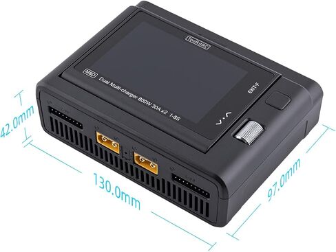 SoloGood ToolkitRC M8D شاشة تعمل باللمس شاحن مزدوج القنوات بحد أقصى 1600 وات 50 أمبير 3.5 بوصة شاشة قلابة 65 وات شاحن سريع لبطارية حياة 1-8S RC Lipo LiHV in Kuwait