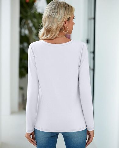 Huukeay 4 Pack Women's V Neck Shirts Long Sleeve Tops Casual Basic Tee Blouse Dressy Fall Fashionable Trendy Outfits 2024 in Kuwait