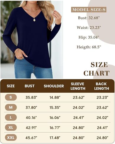 Huukeay 4 Pack Women's V Neck Shirts Long Sleeve Tops Casual Basic Tee Blouse Dressy Fall Fashionable Trendy Outfits 2024 in Kuwait