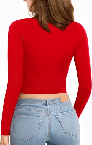 MANGOPOP Long Sleeve Shirts for Women Boat Neck Top Slim Fit T Shirt Tight Tops Tee in Saudi Arabia