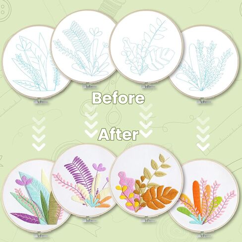 GetfuQi Embroidery Kit for Beginners -4 Sets Embroidery Kit for Adults,Easy Learn Hand Embroidery Set,Funny Plants Stamped Embroidery Starter Kit,DIY Leisure Arts Embroidery Kit Advanced for Beginner in Saudi Arabia