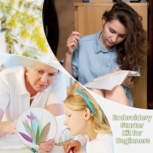GetfuQi Embroidery Kit for Beginners -4 Sets Embroidery Kit for Adults,Easy Learn Hand Embroidery Set,Funny Plants Stamped Embroidery Starter Kit,DIY Leisure Arts Embroidery Kit Advanced for Beginner in Saudi Arabia