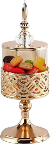 WAYUTO 12 Inch Glass Apothecary Jars with Lids Kitchen Storage Jars with Lids and Stands Jars for Candy Buffet Decorative Candy Jars Centerpiece for Modern Kitchen Decor Countertop Accessories Gold in Saudi Arabia