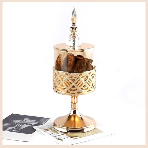 WAYUTO 12 Inch Glass Apothecary Jars with Lids Kitchen Storage Jars with Lids and Stands Jars for Candy Buffet Decorative Candy Jars Centerpiece for Modern Kitchen Decor Countertop Accessories Gold in Saudi Arabia