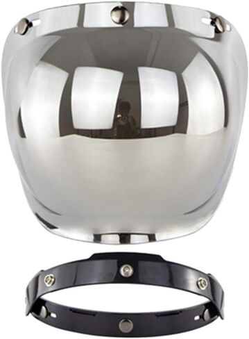 MOTUZP Retro Motorcycle Bubble Visor Motorcycle Helmet Shield 3 Snap Face Shield Flip Up Down Universal for Open Face Half Helmet Wind Shield(Silver) in Saudi Arabia