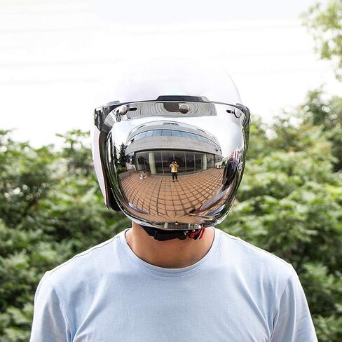 MOTUZP Retro Motorcycle Bubble Visor Motorcycle Helmet Shield 3 Snap Face Shield Flip Up Down Universal for Open Face Half Helmet Wind Shield(Silver) in Saudi Arabia