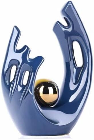 XMGZQ Abstract Ceramic Statues and Sculptures, Black and Gold Art Ceramic Statues, Modern Home Decor for Living Room, Dining Table, Coffee Table, Shelf, Entrance, Home Desktop Sculpture Home Decor in Kuwait