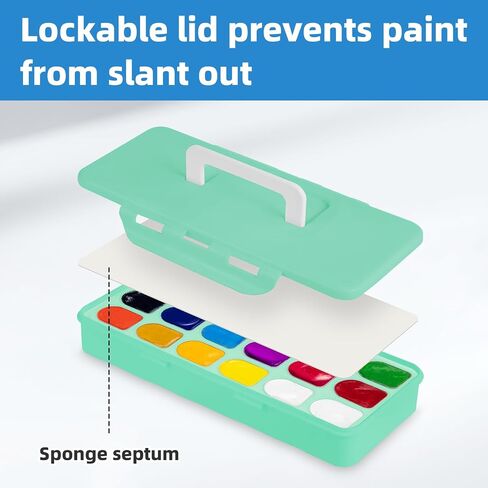 Falling in Art Gouache Paint Set of 18 Colors, Unique Jelly Cup Design Gouache Paint Set, Non-toxic Paint for Canvas Painting, Suitable for Beginners and Artists (Green Case) in Saudi Arabia