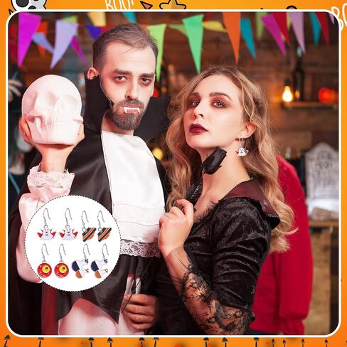 Sasylvia 120 Pairs Halloween earrings Sets Halloween Studs earrings Bulk Bat Cat Witch Stud earrings Set Spider Web Pumpkin Skull earrings Drop Halloween Jewelry for Women for Party in Saudi Arabia