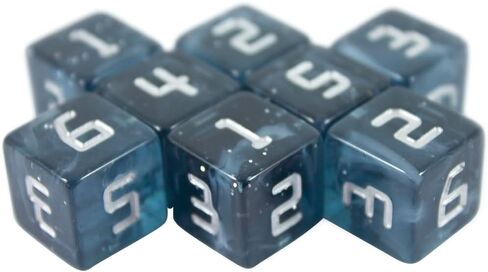 نرد Starfarer Sci-Fi D6 - 'Mothership' - رمادي/أزرق مع دوامات بيضاء in Kuwait
