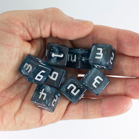 نرد Starfarer Sci-Fi D6 - 'Mothership' - رمادي/أزرق مع دوامات بيضاء in Kuwait