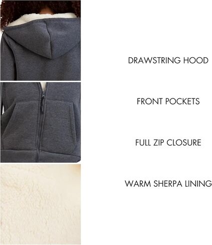 BEARPAW Women's Zip Up Sherpa Lined Hoodie with Pockets in Saudi Arabia