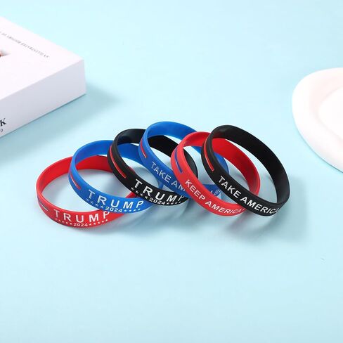 6pcs Trump Bracelets, Silicone Trump 2024 Bracelet Take America Back Bracelet Keep America Great Wristband Donald Trump Rubber Bracelets for Teens Boys Girls Men Women Rally Supplies (3 Colors) in Saudi Arabia