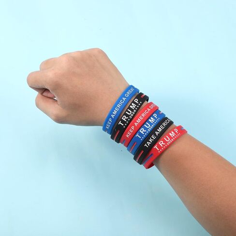 6pcs Trump Bracelets, Silicone Trump 2024 Bracelet Take America Back Bracelet Keep America Great Wristband Donald Trump Rubber Bracelets for Teens Boys Girls Men Women Rally Supplies (3 Colors) in Saudi Arabia