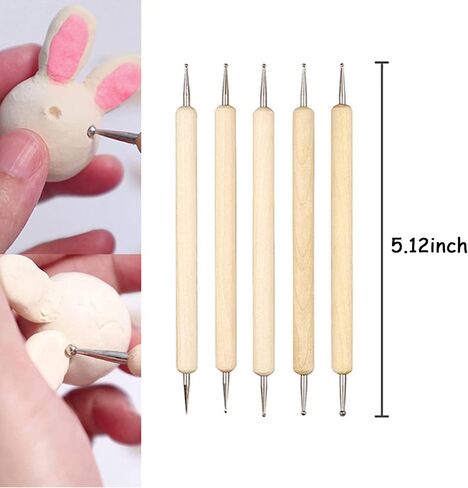 42 Pcs Polymer Clay Tools Set, BetterJonny Carving Modeling Tools with Storage Bag Wooden Handle and Metal Head Pottery Carving Tool Kit for Pottery Craft, Baking, Carving, Molding in Saudi Arabia