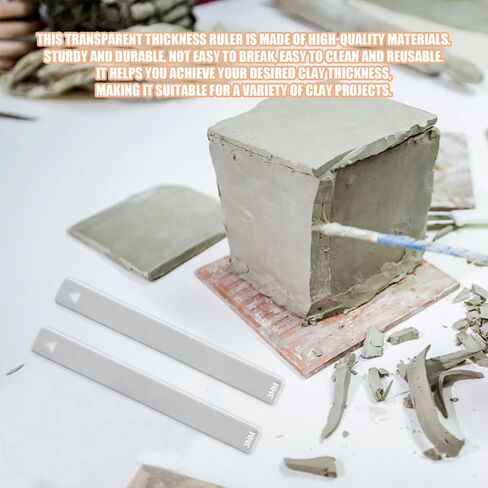 Pottery Rolling Mud Guide, 2 Pcs Acrylic Roller Depth Guides for Polymer Clay, Thick Mudboard Guide Strips Clay Tools for Manual Self Made Clay Pottery Fixing Clay Thicknesses (5 mm) in Kuwait