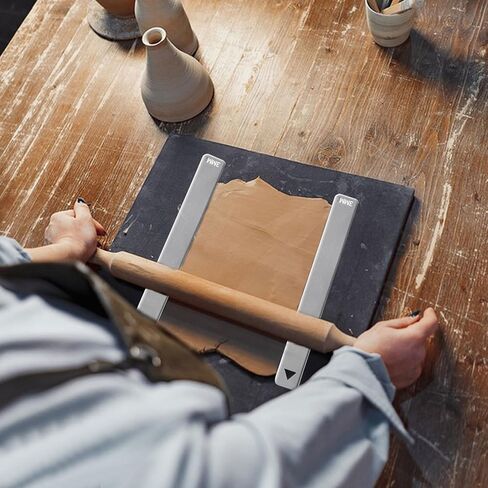 Pottery Rolling Mud Guide, 2 Pcs Acrylic Roller Depth Guides for Polymer Clay, Thick Mudboard Guide Strips Clay Tools for Manual Self Made Clay Pottery Fixing Clay Thicknesses (5 mm) in Kuwait