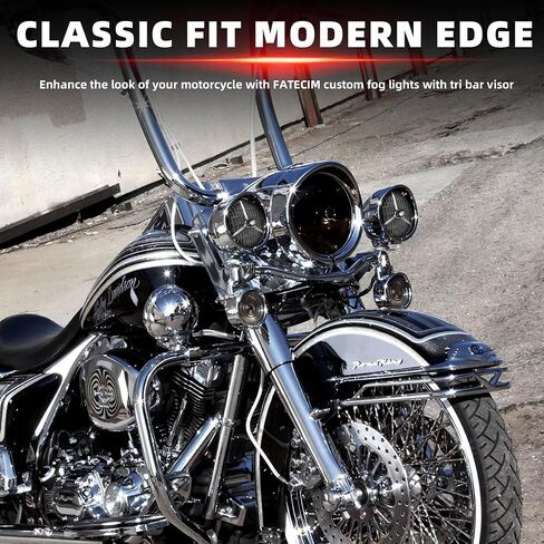 FATECIM 4.5" Motorcycle H3 LED Fog Lights Passing Lamps Driving Auxiliary Lights Spotlights + Housing Bucket with Tri Bar Visor for Harley Honda Kawasaki Suzuki Yamaha Cruiser Chopper Bobber Chrome in Kuwait