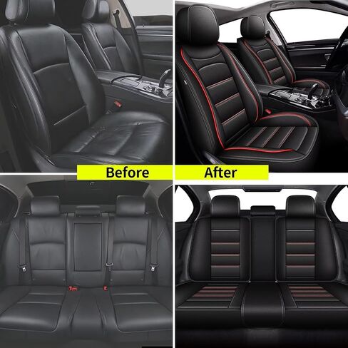 أغطية مقاعد السيارة مناسبة لسيارة Honda Civic 2003-2024 2025: مجموعة كاملة من أغطية مقاعد السيارات الجلدية الفاخرة، واقي مقعد السيارة (5 مقاعد، أسود) in Saudi Arabia