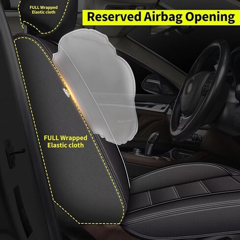 أغطية مقاعد السيارة مناسبة لسيارة Honda Civic 2003-2024 2025: مجموعة كاملة من أغطية مقاعد السيارات الجلدية الفاخرة، واقي مقعد السيارة (5 مقاعد، أسود) in Saudi Arabia