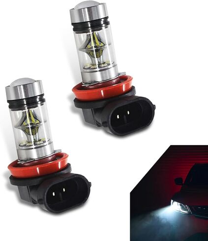 قطعتان من مصابيح الضباب LED للسيارة، قوة عالية 1000LM 100 وات 12-24 فولت، شعاع منخفض للمركبة، ملحقات أضواء السيارات فائقة السطوع مقاومة للماء لسيارة شاحنة المقطورة (الضوء الأبيض #H8/H11) in Saudi Arabia